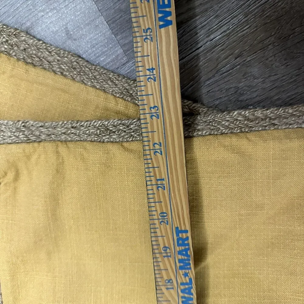 Pier 1 Mustard Color 100% Cotton Pillow Covers. 23”x24” TWO HEMP MUSTARD